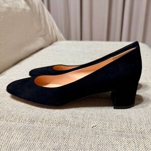J. Crew Classic Black Suede Block Heel Pump